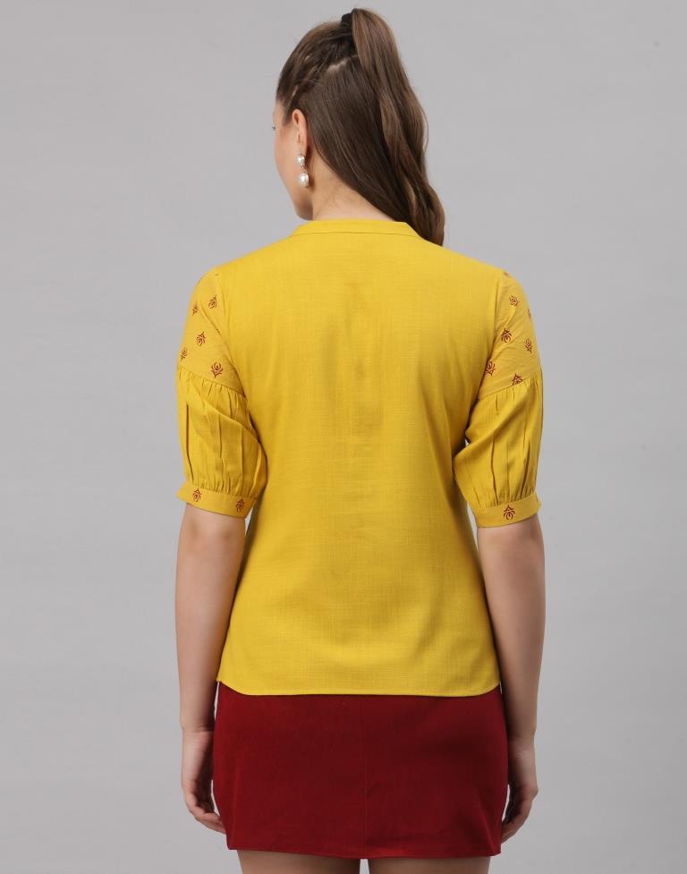 Yellow Printed Top | Sudathi