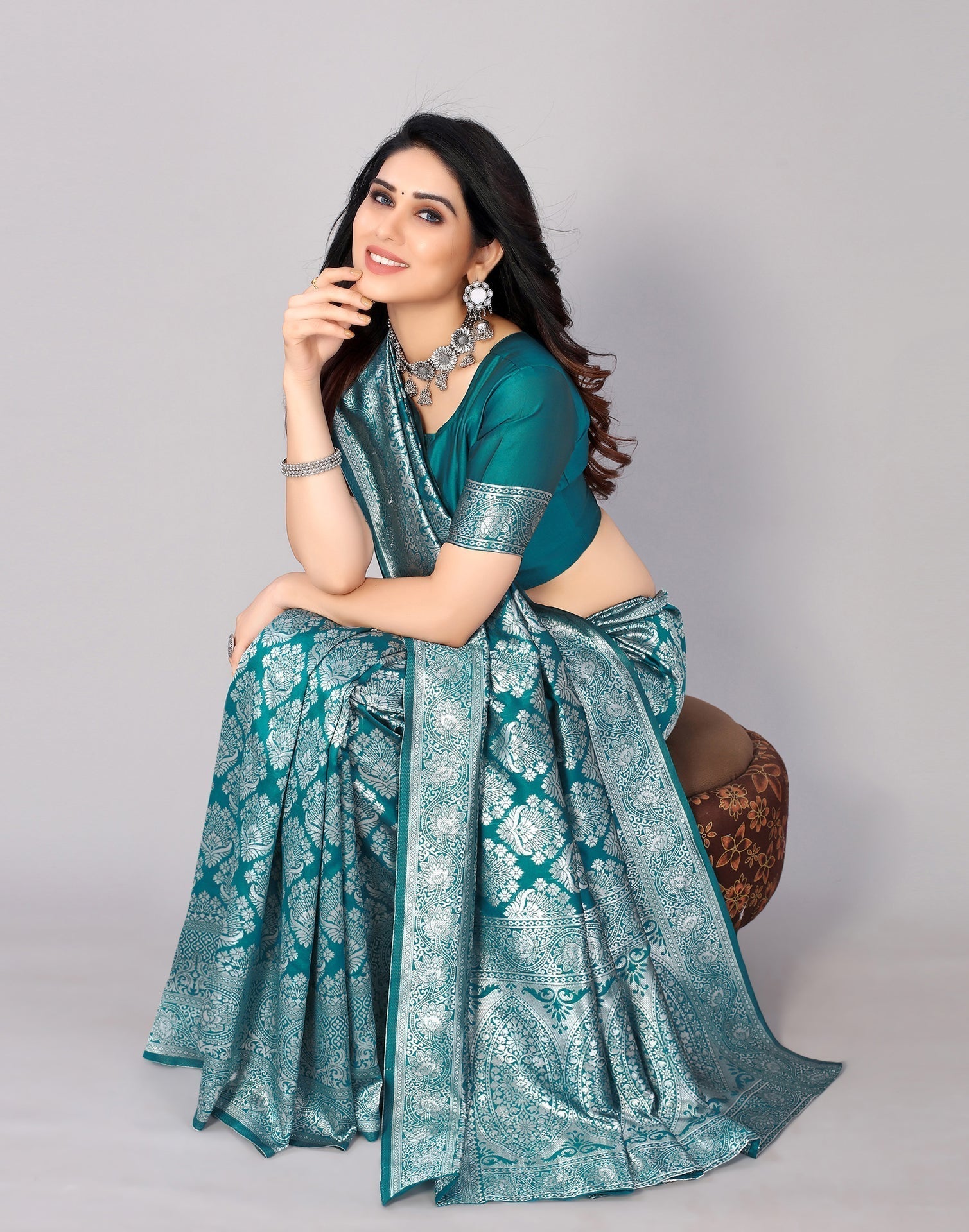 Rama Green Banarasi Silk Saree | Sudathi