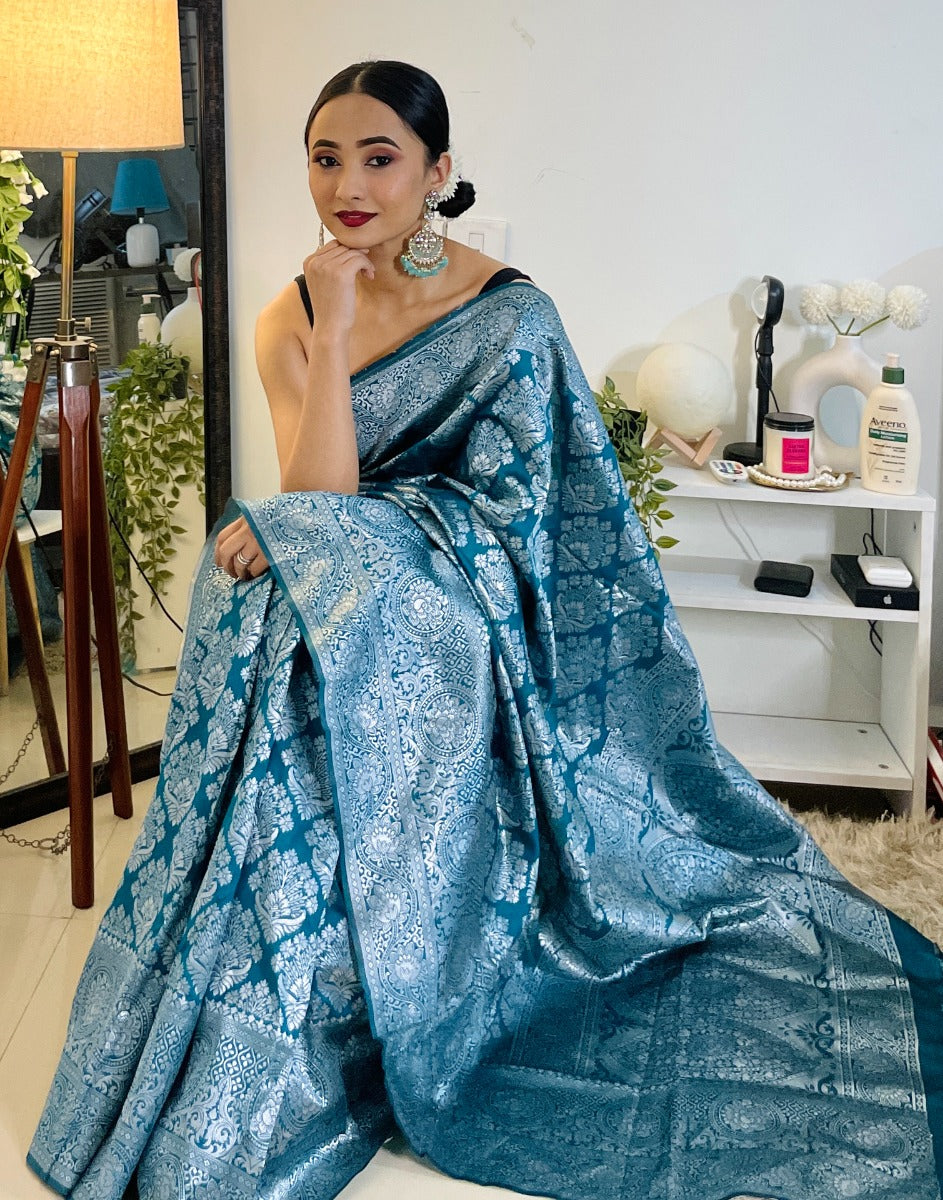 Rama Green Banarasi Silk Saree | Sudathi