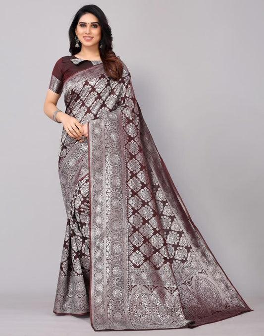 Brown Banarasi Silk Saree | Sudathi