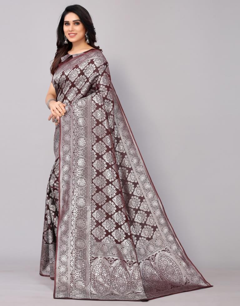 Brown Banarasi Silk Saree | Sudathi