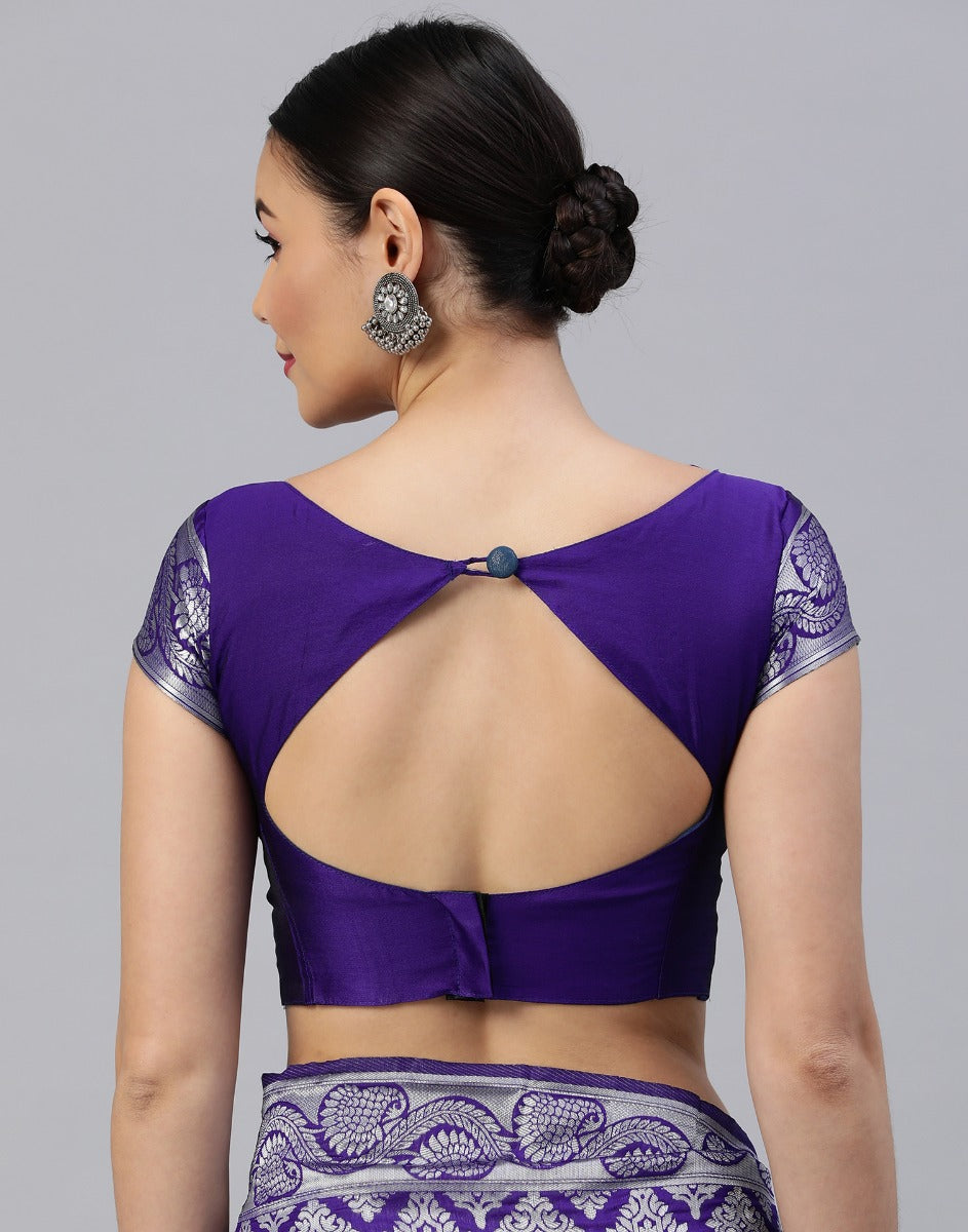 Violet And Silver Kanjivaram Silk Saree | Sudathi