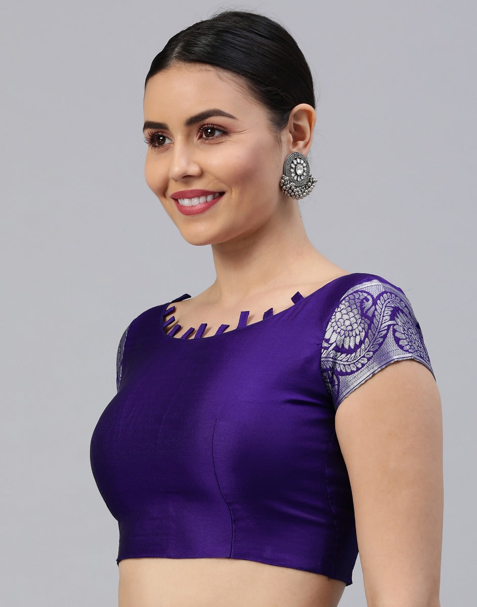 Violet And Silver Kanjivaram Silk Saree | Sudathi