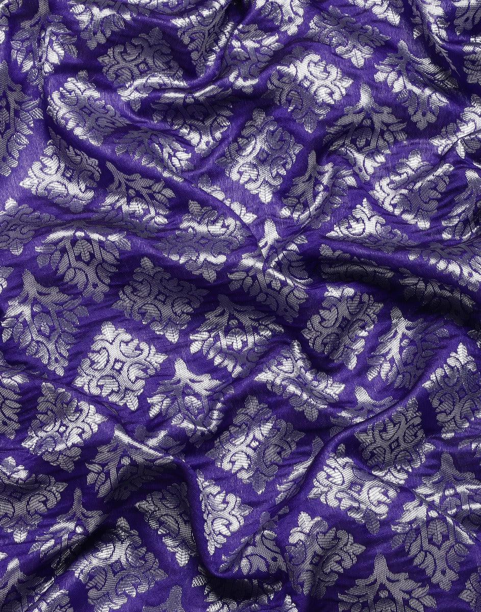 Violet And Silver Kanjivaram Silk Saree | Sudathi