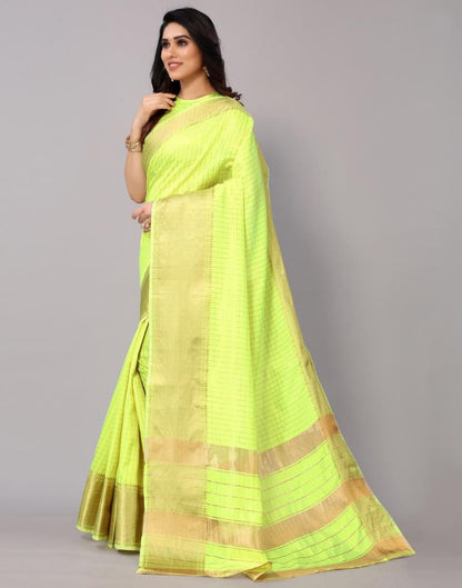 Green Self Woven Silk Saree