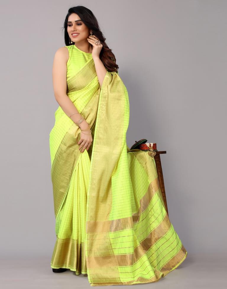 Green Self Woven Silk Saree