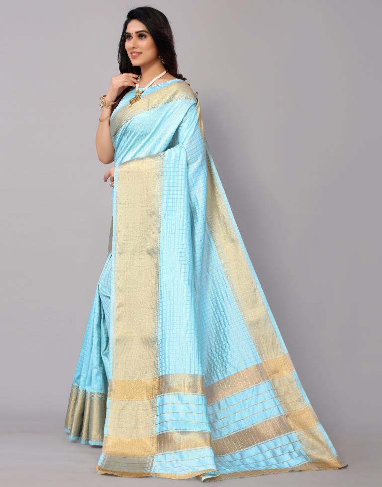 Turquoise Blue Silk Saree | Sudathi