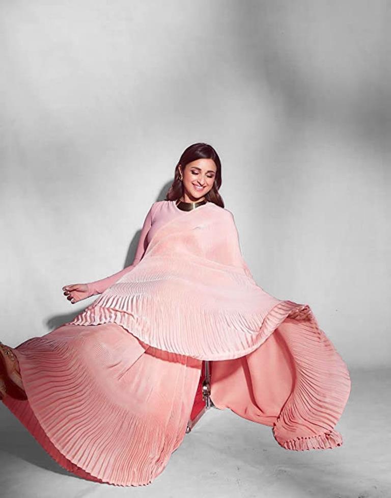 Peach Pleated Saree | Sudathi