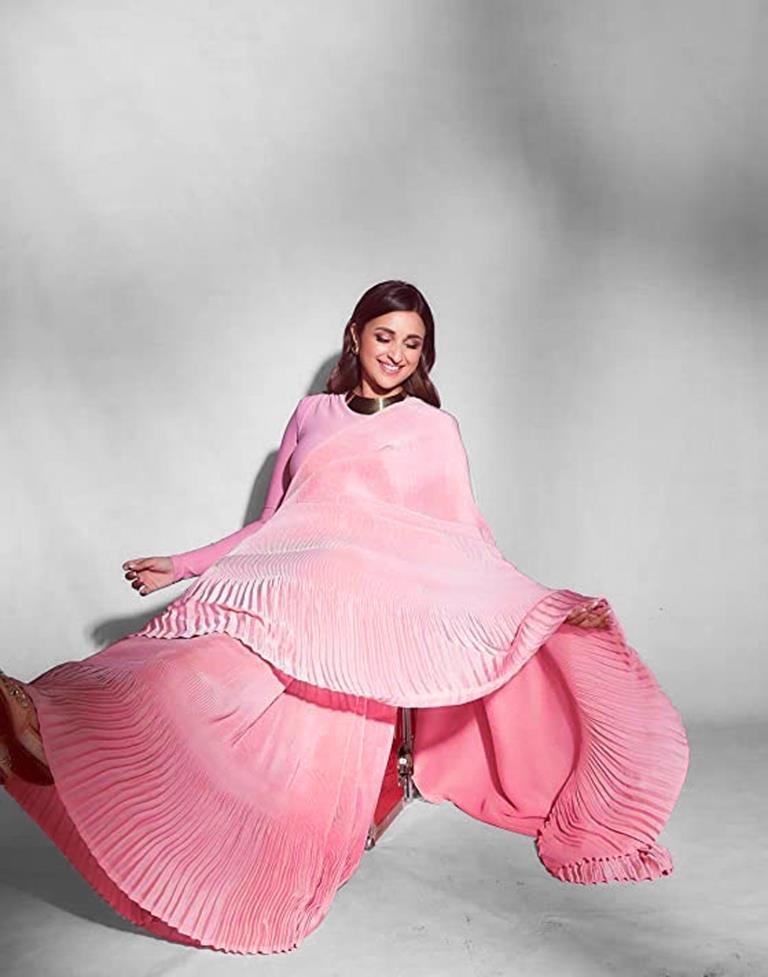 Pink Pleated Saree | Sudathi
