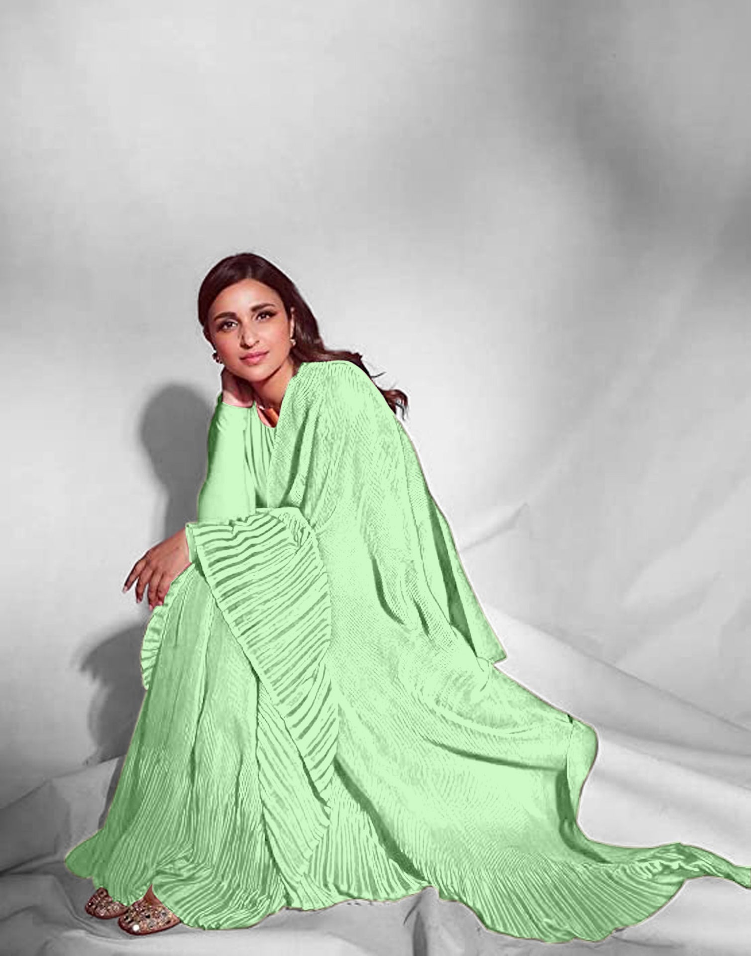 Light Green Pleated Saree | Sudathi