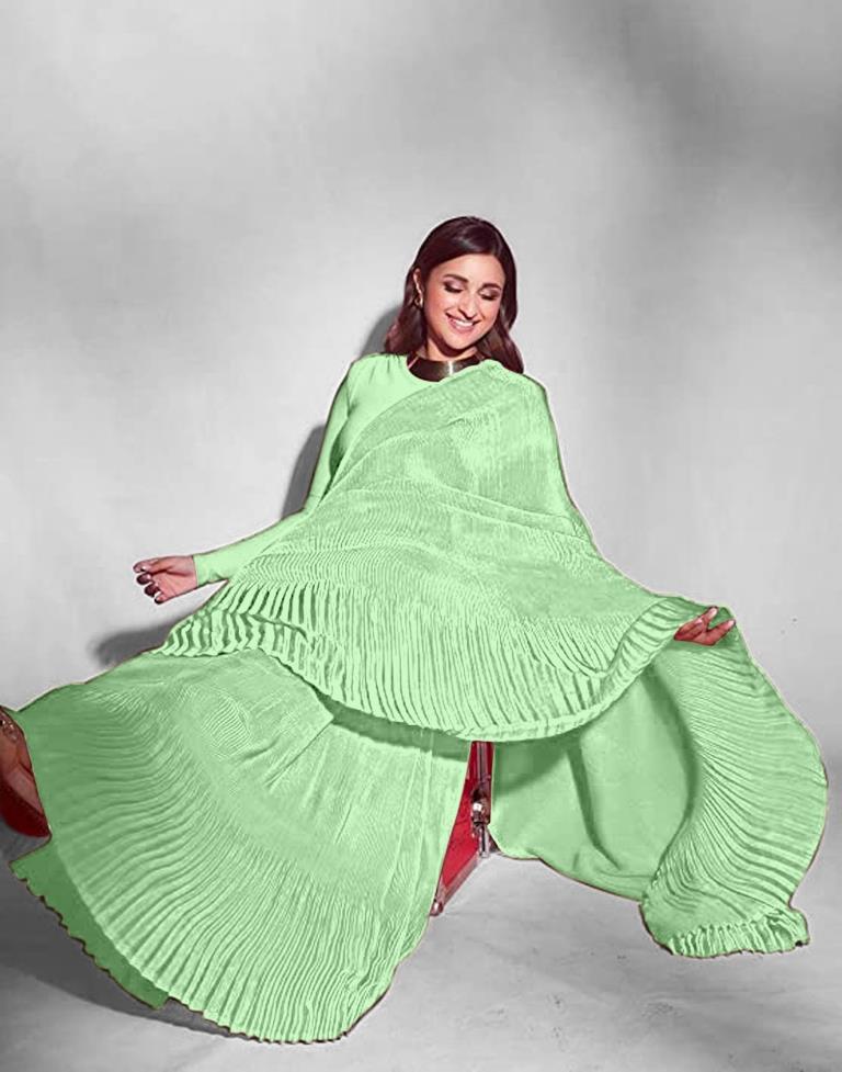 Light Green Pleated Saree | Sudathi
