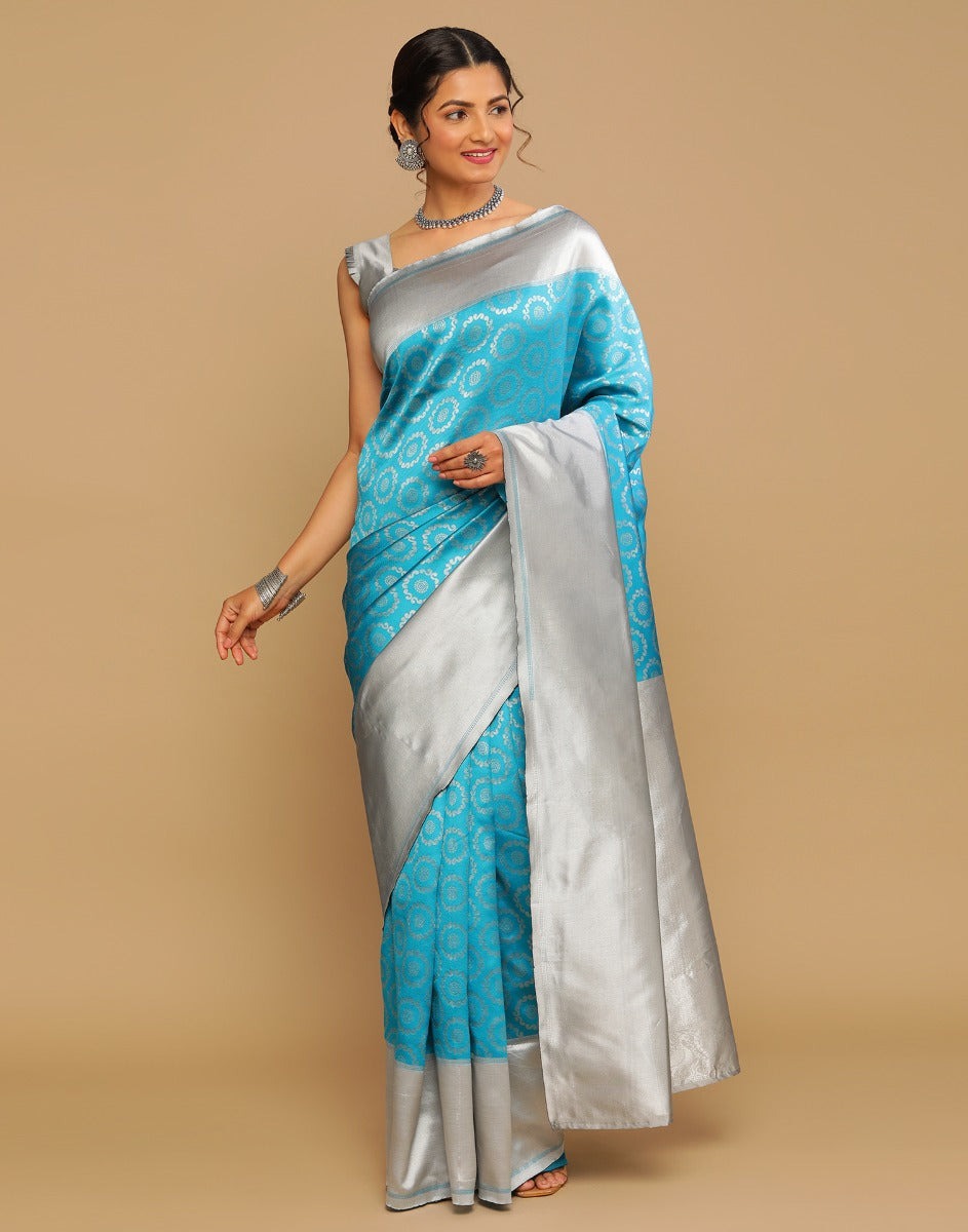 Light Blue Kanjivaram Silk Saree | Sudathi