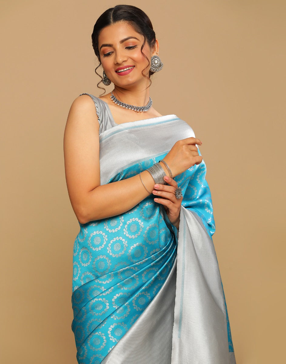 Light Blue Kanjivaram Silk Saree | Sudathi