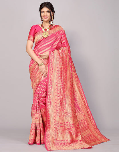Hot Pink Banarasi Silk Saree | Sudathi