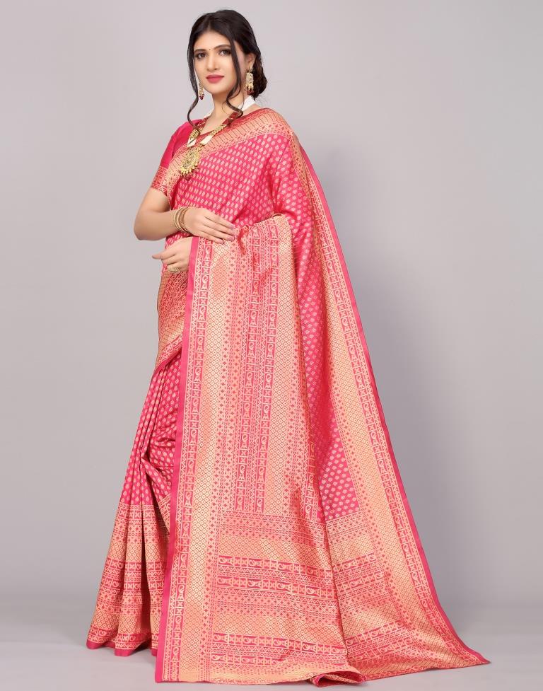Hot Pink Banarasi Silk Saree | Sudathi