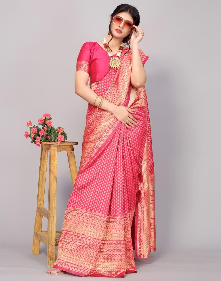 Hot Pink Banarasi Silk Saree | Sudathi