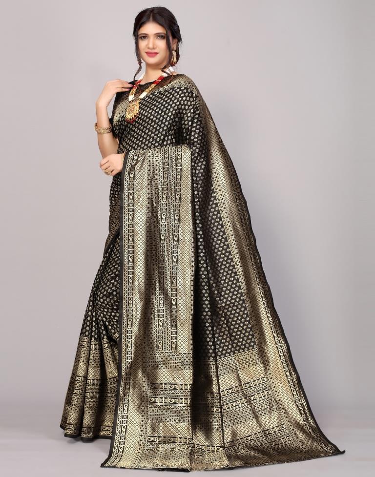 Black Banarasi Silk Saree | Sudathi