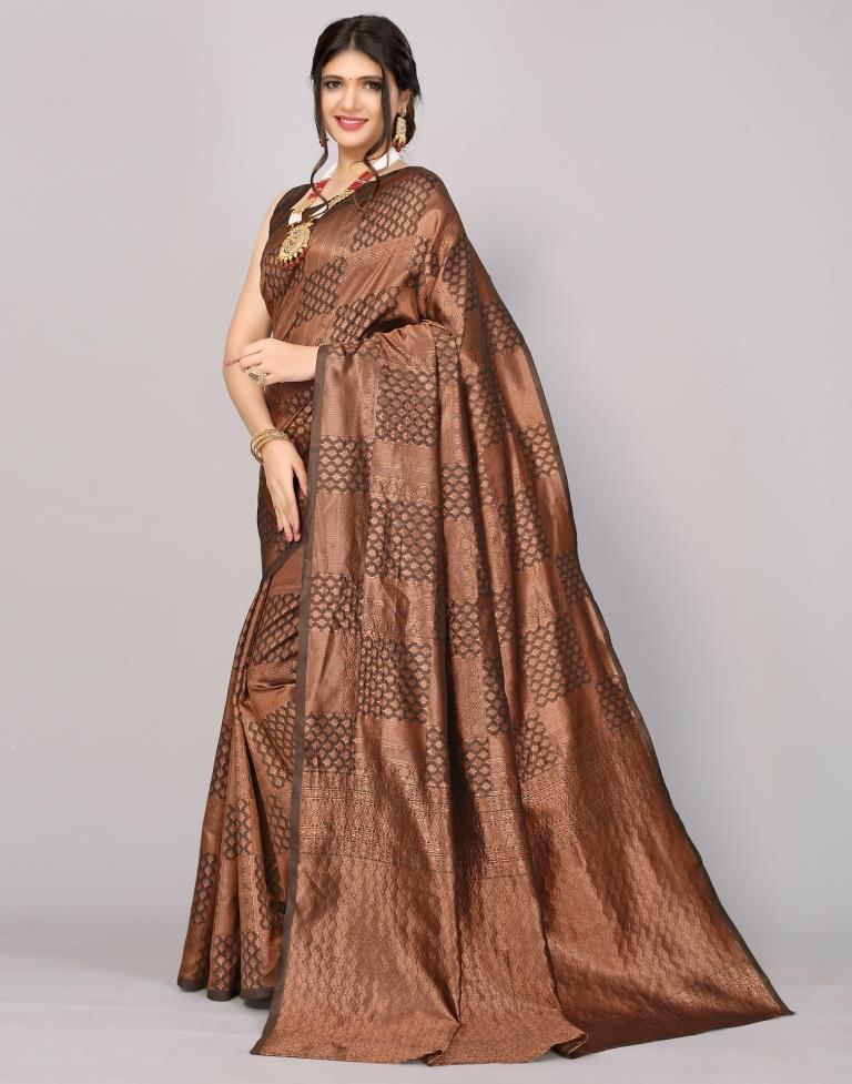 Dark Brown Kanjivaram Silk Saree | Sudathi