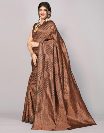Dark Brown Kanjivaram Silk Saree | Sudathi