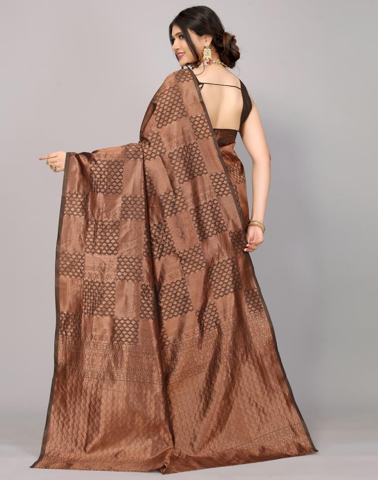 Dark Brown Kanjivaram Silk Saree | Sudathi