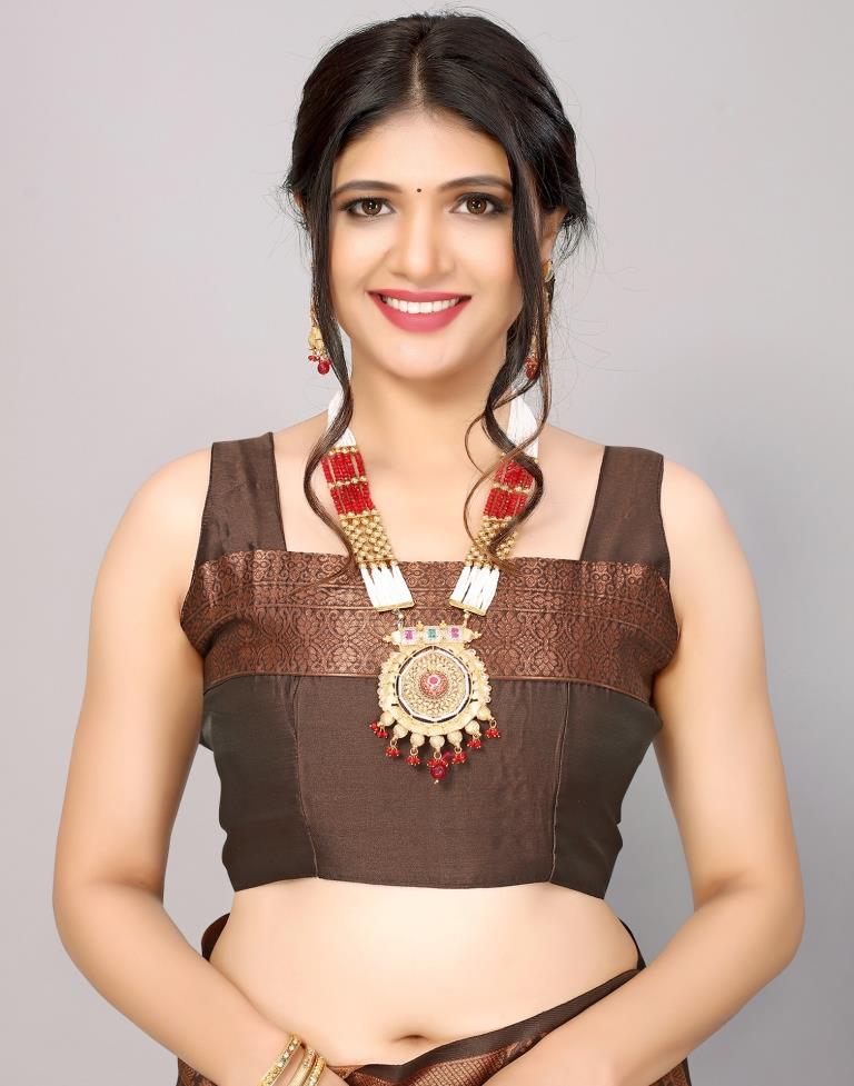 Dark Brown Kanjivaram Silk Saree | Sudathi