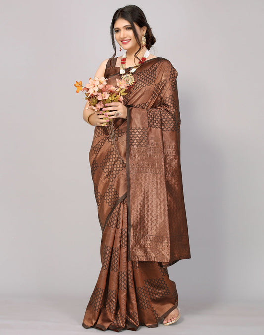 Dark Brown Kanjivaram Silk Saree | Sudathi