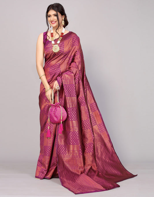 Wine Banarasi Silk Saree | Sudathi