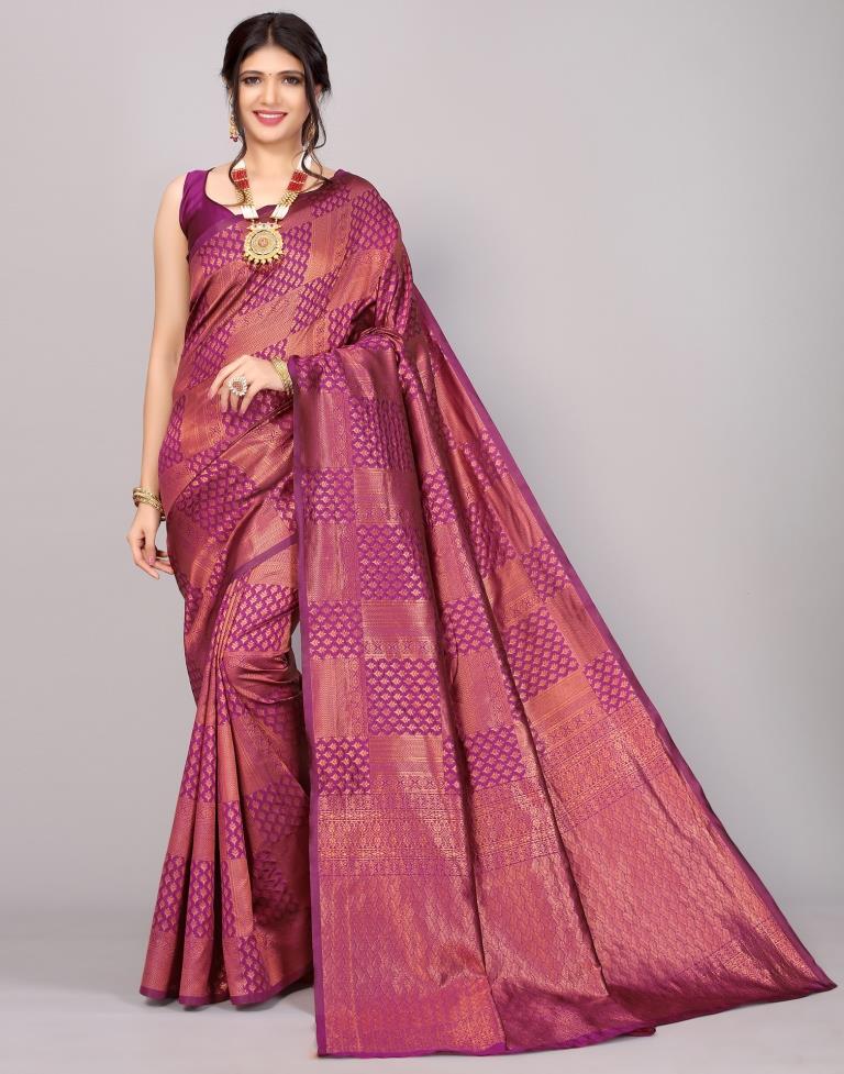 Wine Banarasi Silk Saree | Sudathi