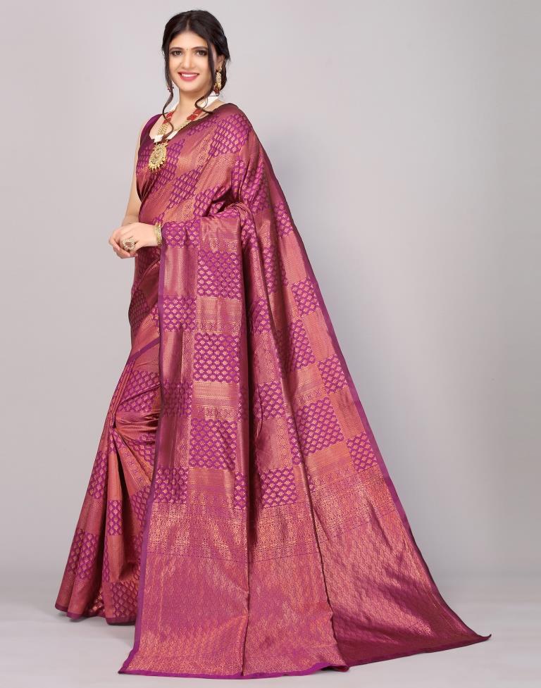 Wine Banarasi Silk Saree | Sudathi
