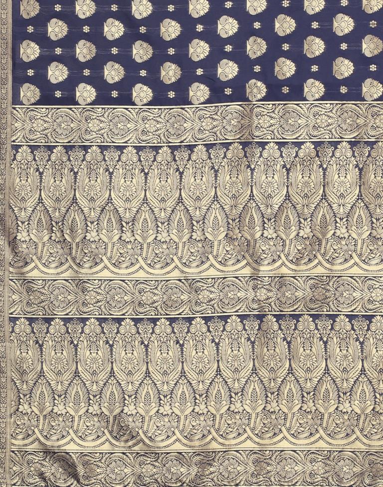 Dark Blue Banarasi Silk Saree | Sudathi