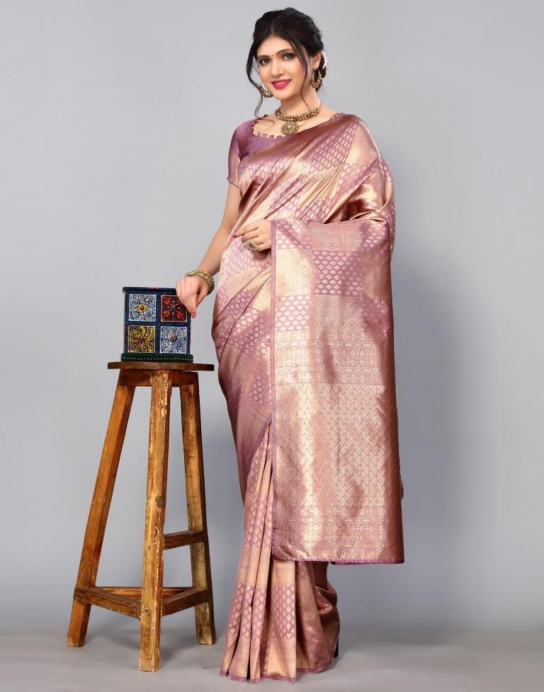 Dusty Pink Kanjivaram Silk Saree | Sudathi