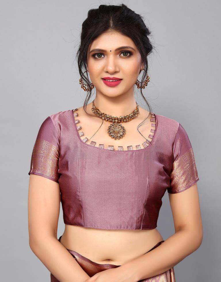 Dusty Pink Kanjivaram Silk Saree | Sudathi