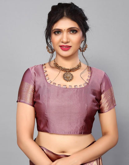 Dusty Pink Kanjivaram Silk Saree | Sudathi