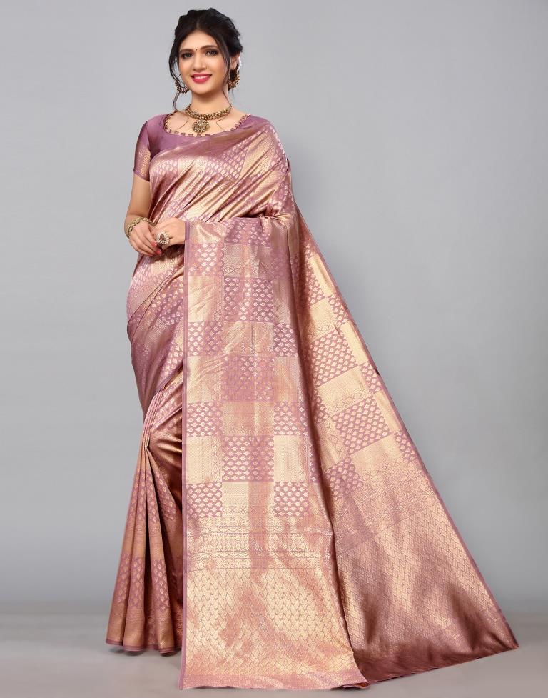 Dusty Pink Kanjivaram Silk Saree | Sudathi