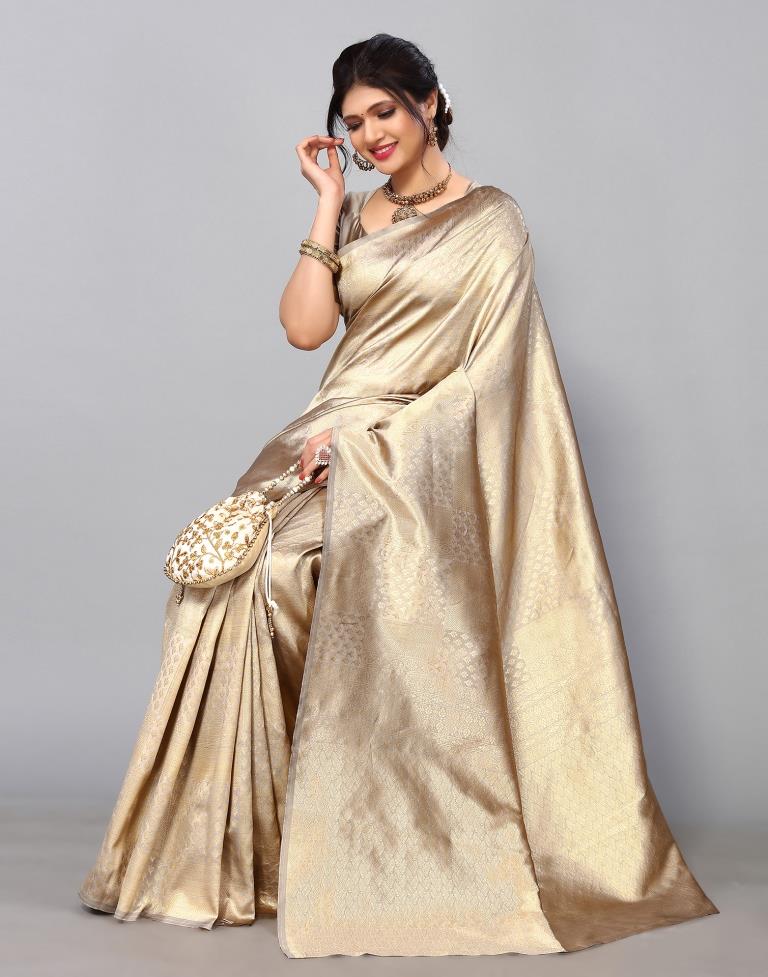 Beige Kanjivaram Silk Saree | Sudathi