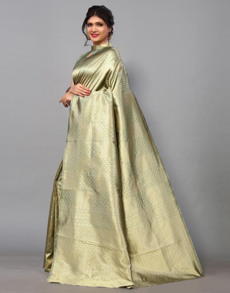 Dusty Green Kanjivaram Silk Saree | Sudathi