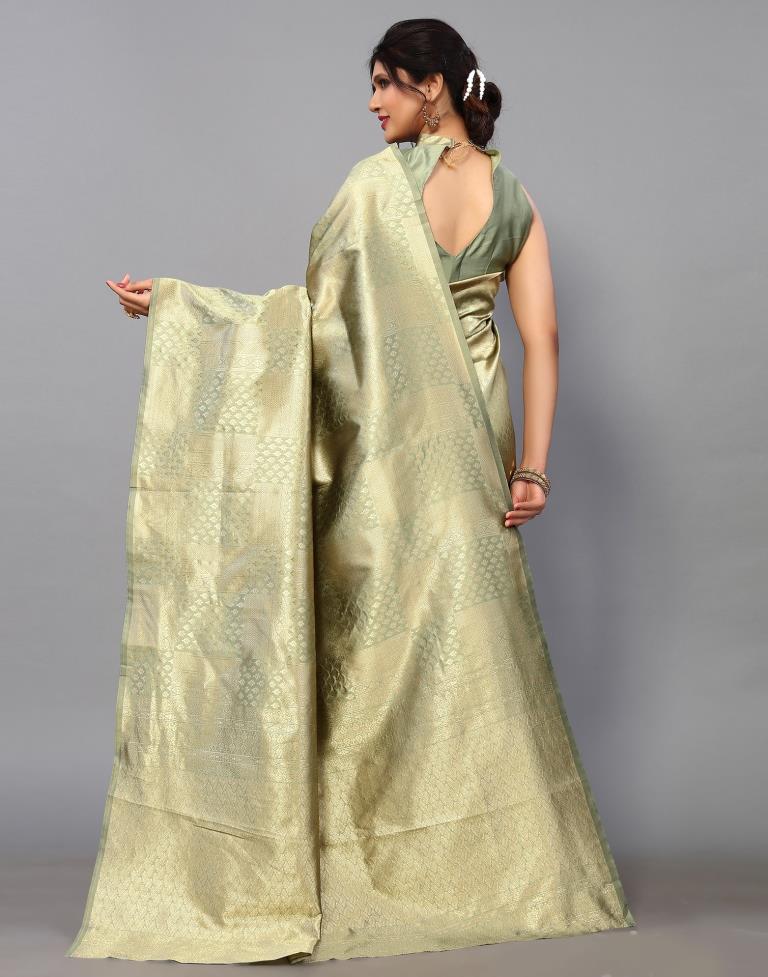 Dusty Green Kanjivaram Silk Saree | Sudathi
