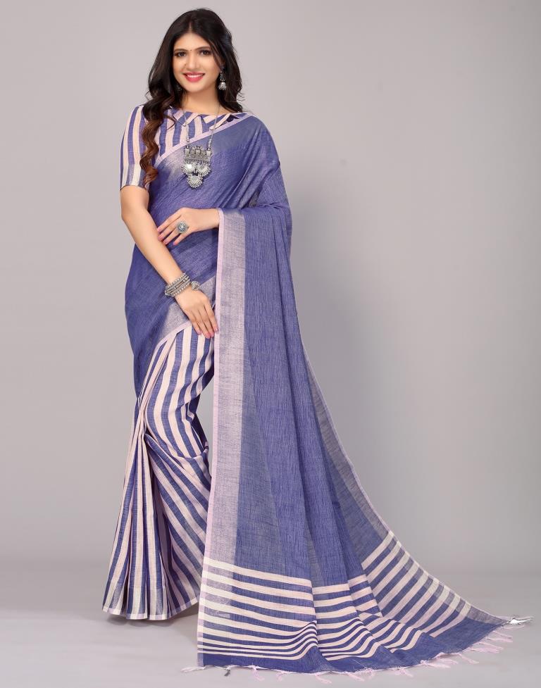 Blue Weaving Cotton Saree