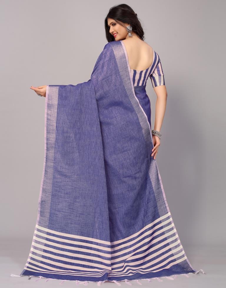 Blue Weaving Cotton Saree