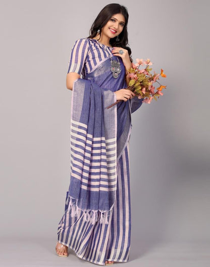 Blue Weaving Cotton Saree