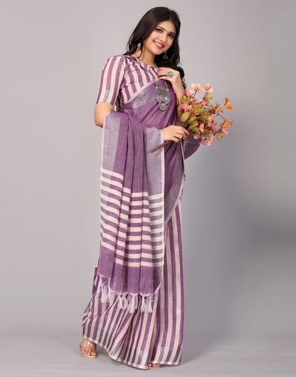 Light Purple Cotton Plain Woven Saree | Sudathi