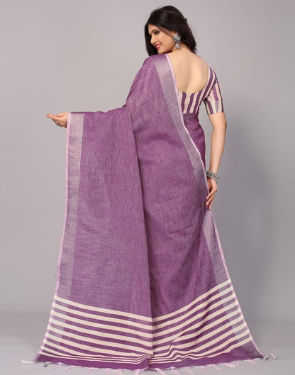 Light Purple Cotton Plain Woven Saree | Sudathi