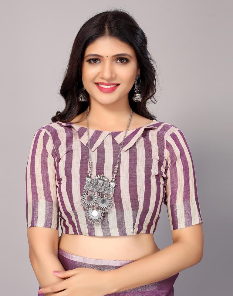 Light Purple Cotton Plain Woven Saree | Sudathi