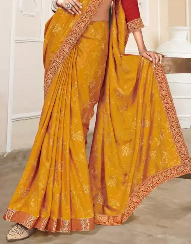 Yellow Plain Silk Saree