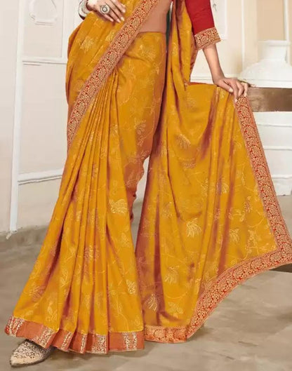 Yellow Plain Silk Saree