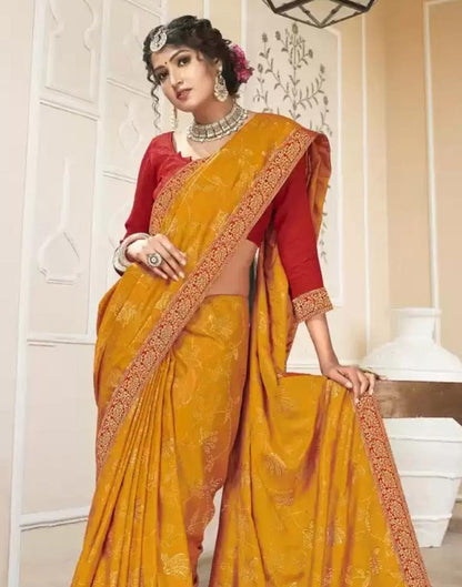 Yellow Plain Silk Saree