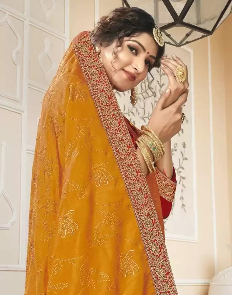 Yellow Plain Silk Saree