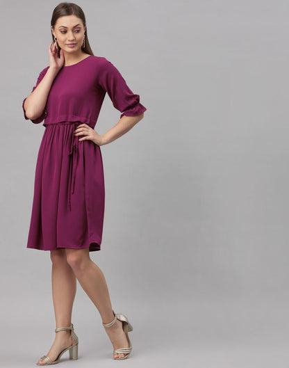 Wine Gathered Dress | Sudathi