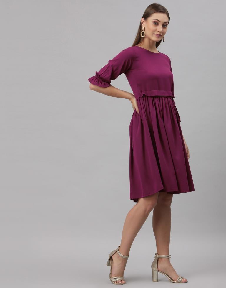 Wine Gathered Dress | Sudathi