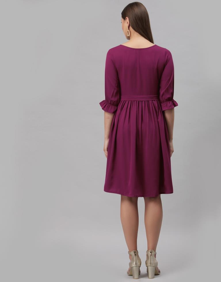 Wine Gathered Dress | Sudathi